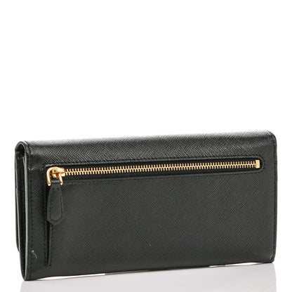 Prada Saffiano Metal Continental Flap Wallet Nero Black 3 of 7