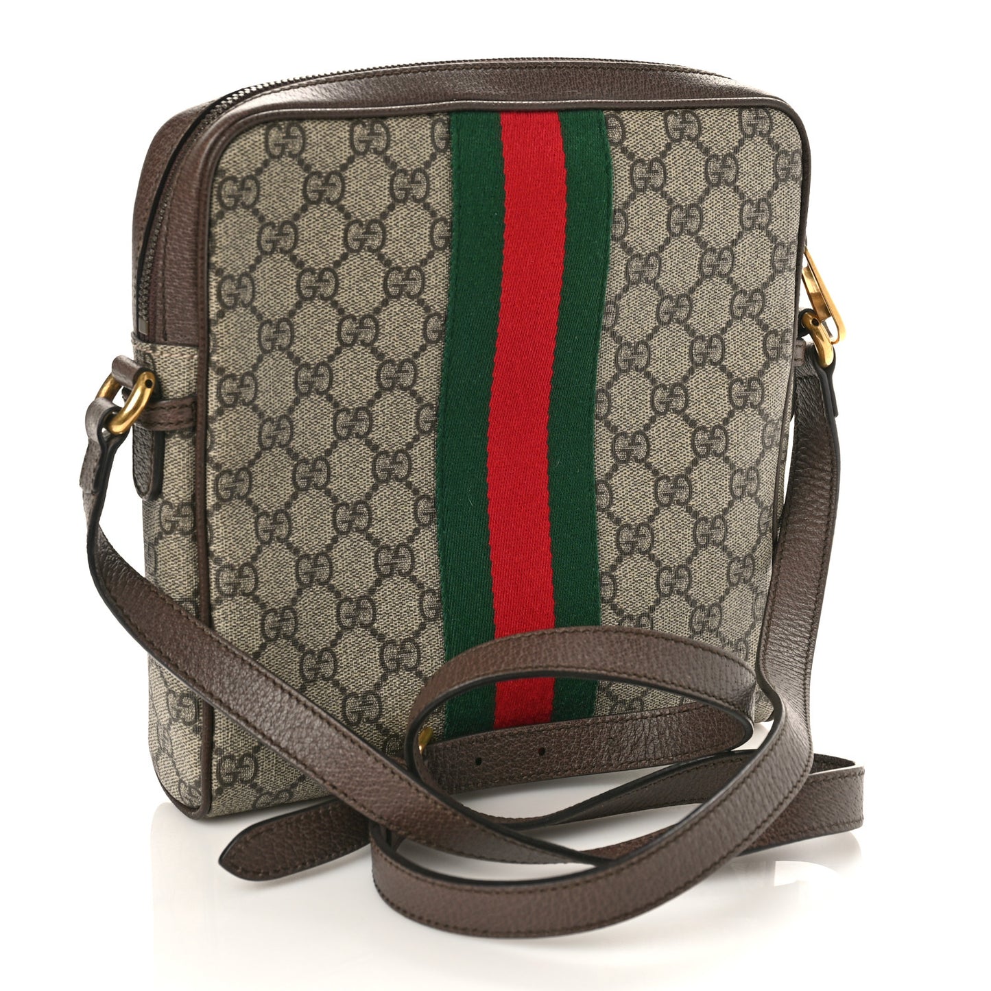 GG Supreme Monogram Web Small Ophidia Messenger Bag Brown