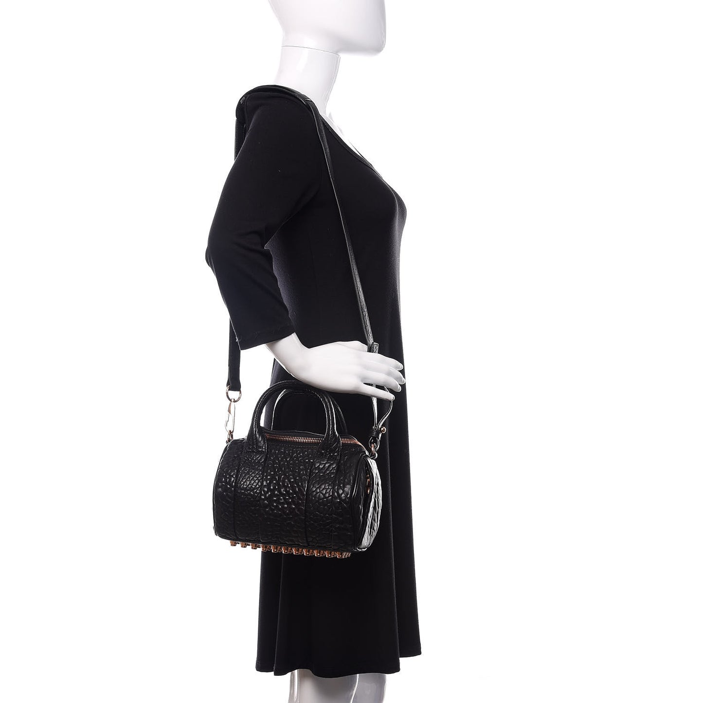Pebbled Lambskin Mini Rockie Black Rose Gold Hardware
