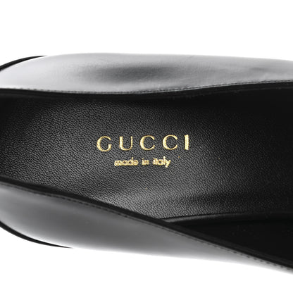 Gucci Calfskin Suede Horsebit Mid Heel Pumps 38 Black 7 of 8
