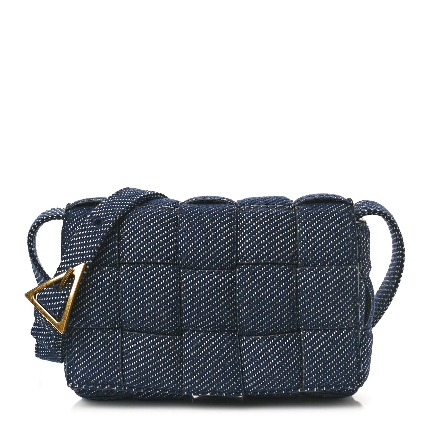 Denim Maxi Intrecciato Padded Cassette High Frequency Crossbody Bag Indigo
