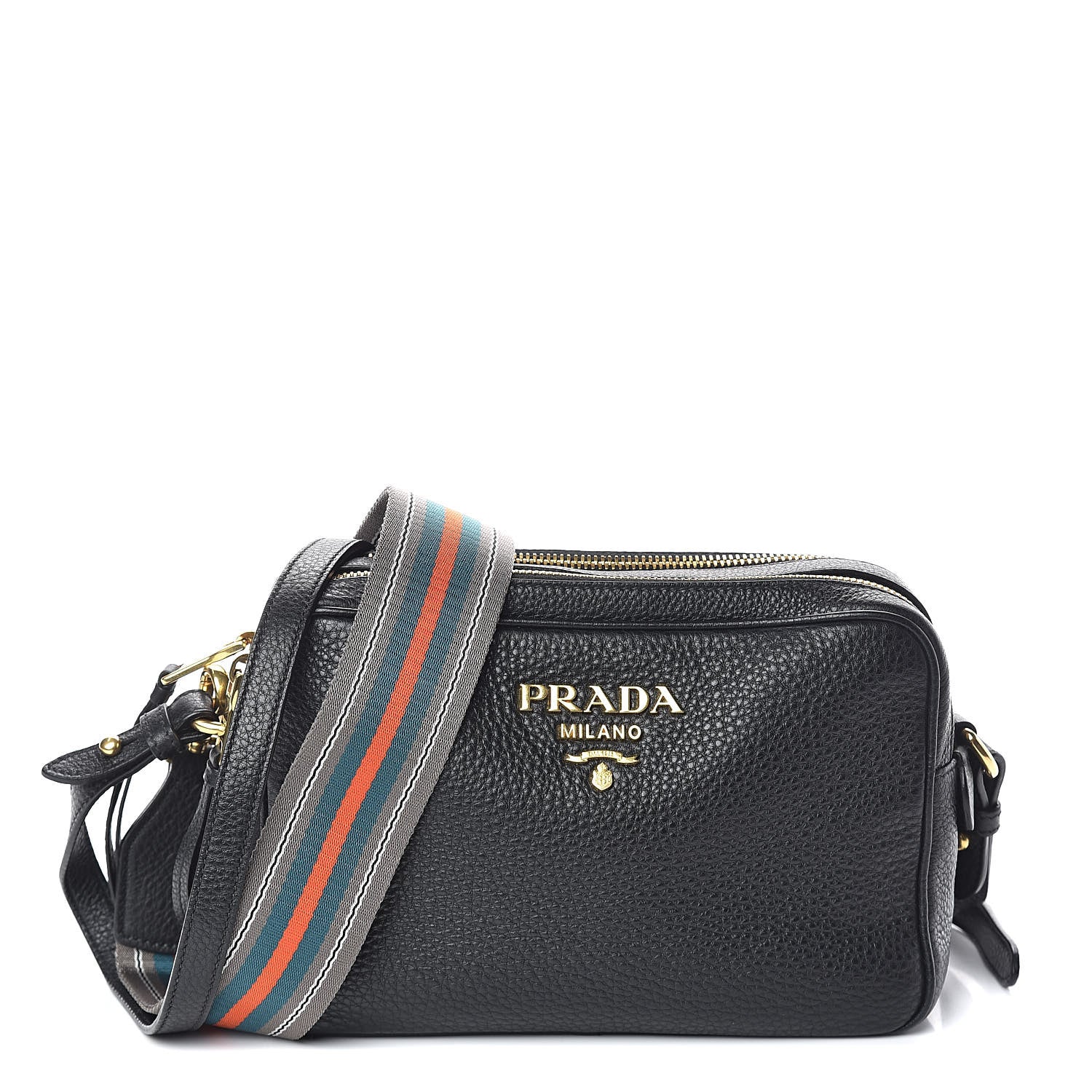 Prada Vitello Daino Medium Double Zip Shoulder Bag Black 1 of 11