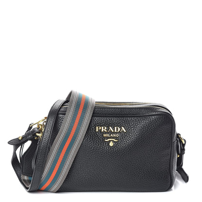 Prada Vitello Daino Medium Double Zip Shoulder Bag Black 1 of 11