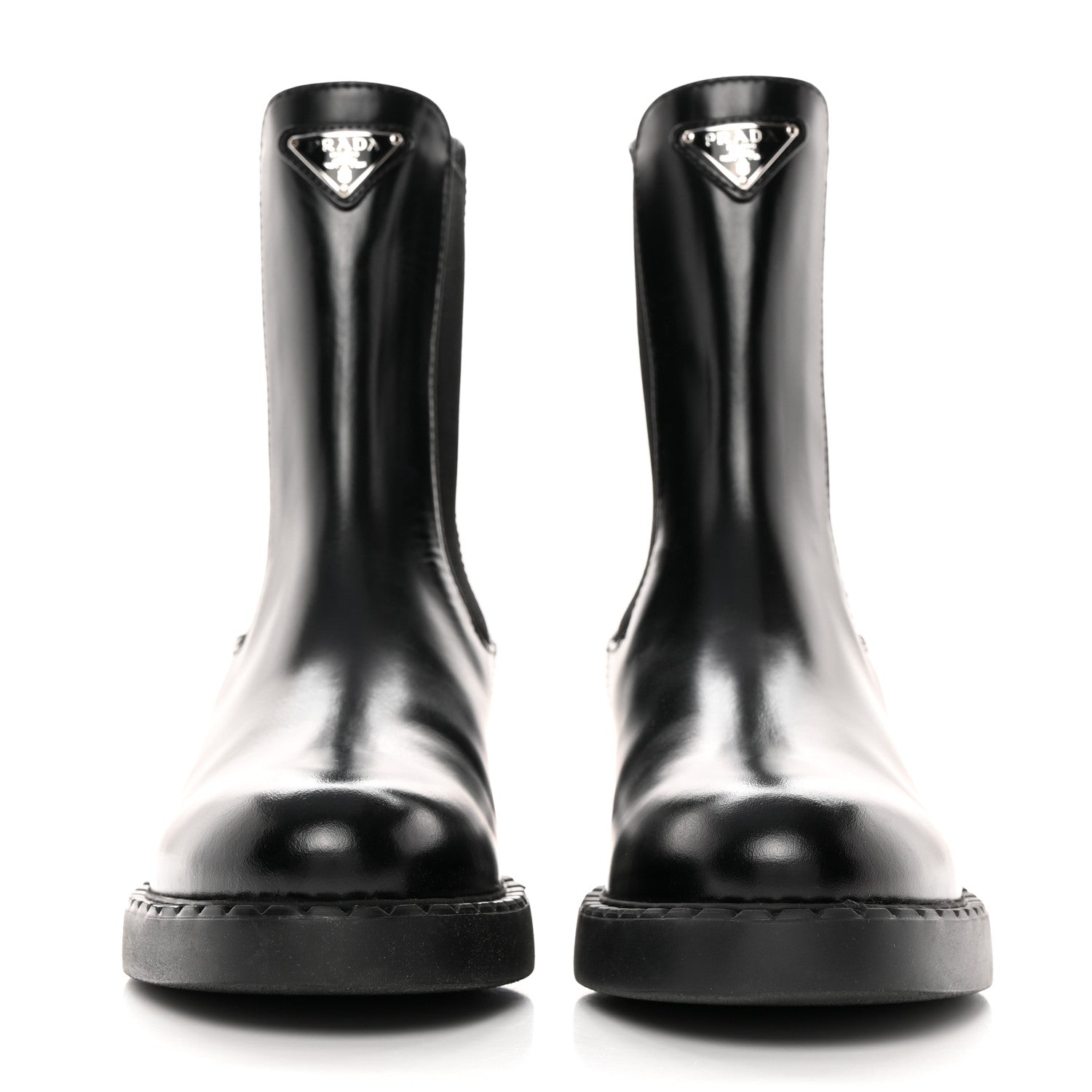 Prada Spazzolato Metal Triangle Logo 50mm Chelsea Boots 37 Black 2 of 9