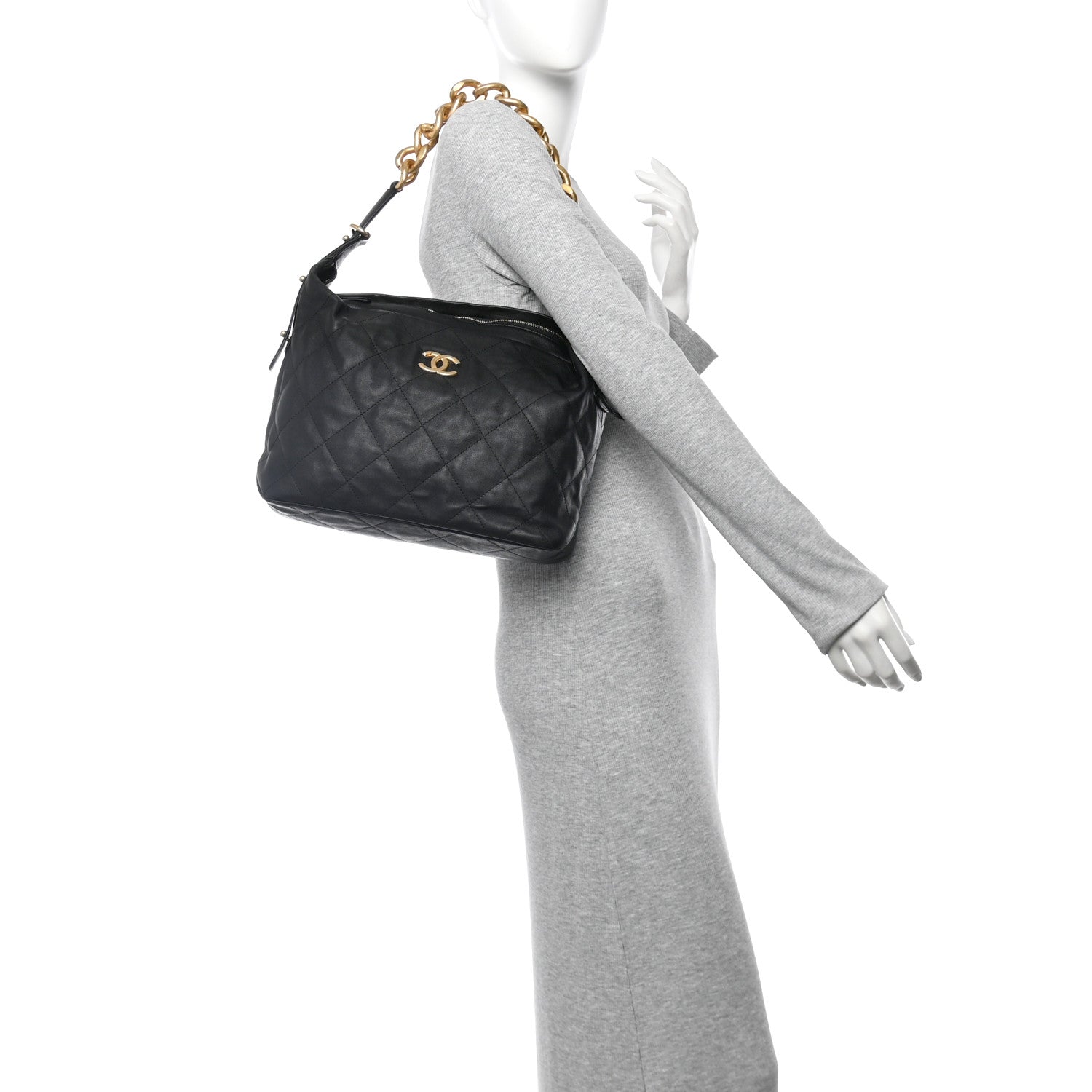 Chanel Calfskin Quilted Large Daily Hobo Black 2 of 10