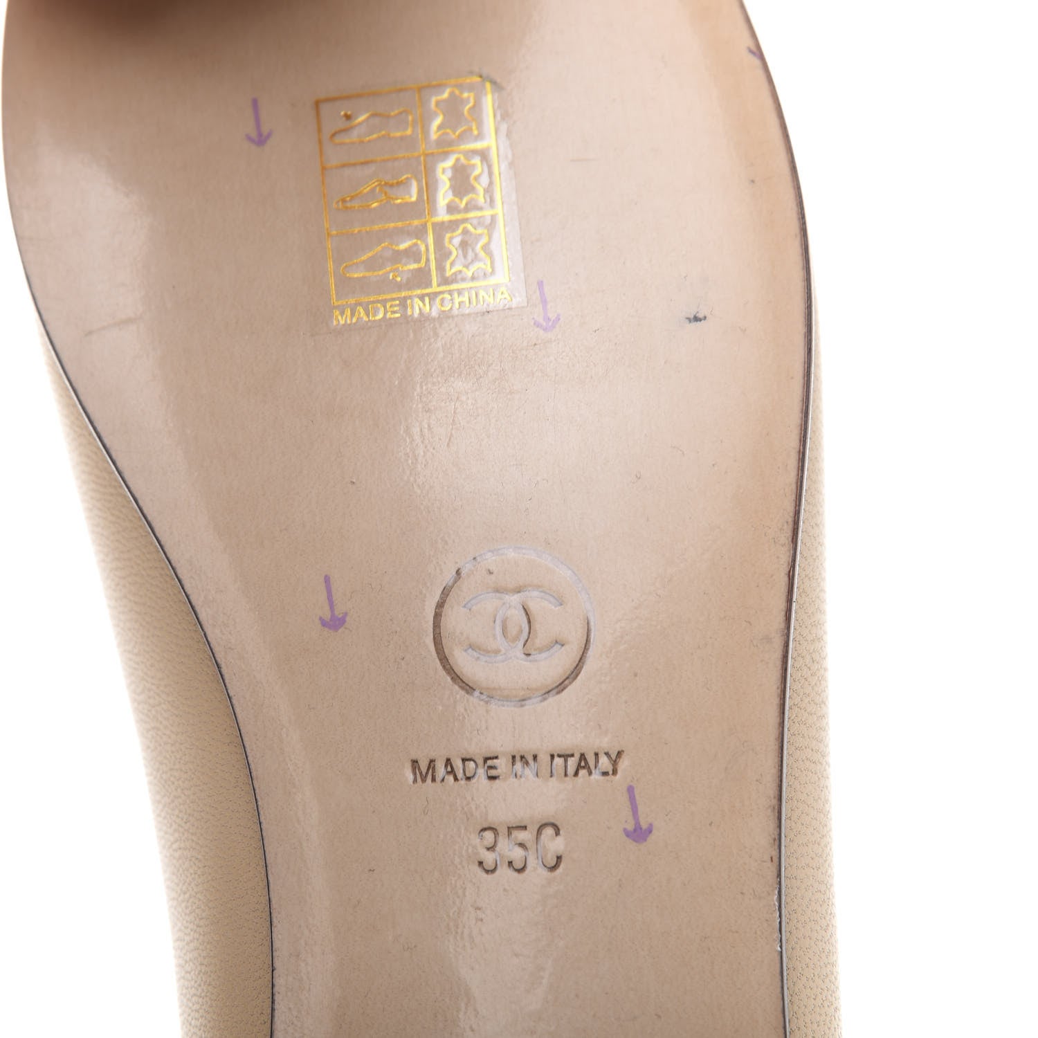 Chanel Lambskin Cap Toe CC Ballerina Flats 35 Beige Black 12 of 13