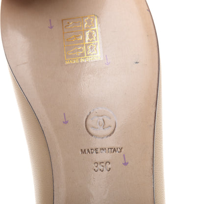 Chanel Lambskin Cap Toe CC Ballerina Flats 35 Beige Black 12 of 13