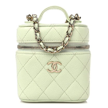 Chanel Caviar Quilted Small Handle With Care Vanity Case With Chain Light Green 1 of 11