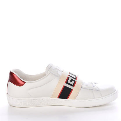 Gucci Calfskin Stripe Mens New Ace Sneakers 8 White Ecru Red Flame 21 of 22