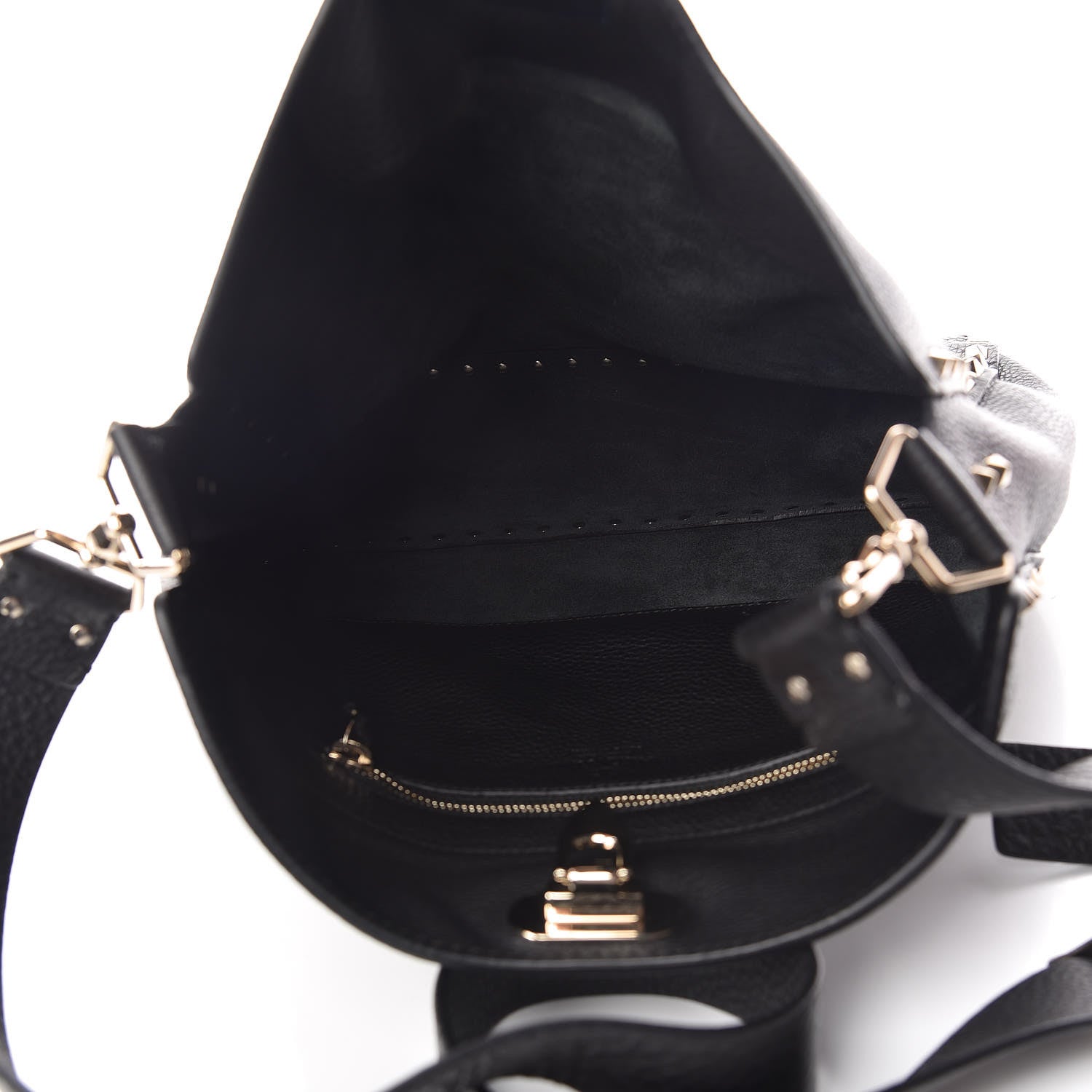 Valentino Garavani Pebbled Calfskin Large Rockstud Flip-Lock Messenger Bag Black 5 of 9