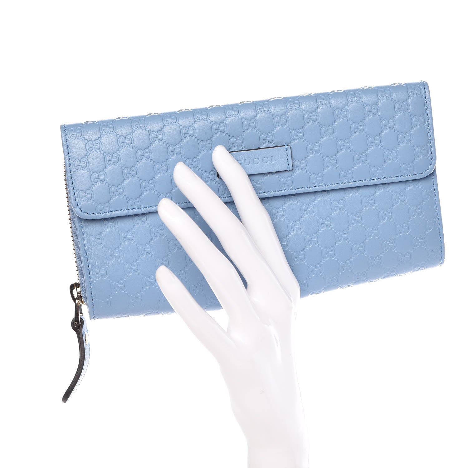 Gucci Soft Microguccissima Continental Zip Wallet Mineral Blue 2 of 8
