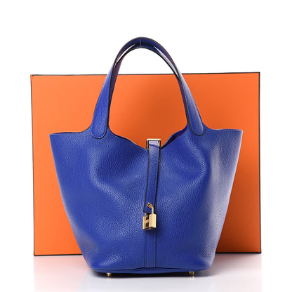 Hermes Taurillon Clemence Picotin Lock 22 MM Bleu Electrique 12 of 12