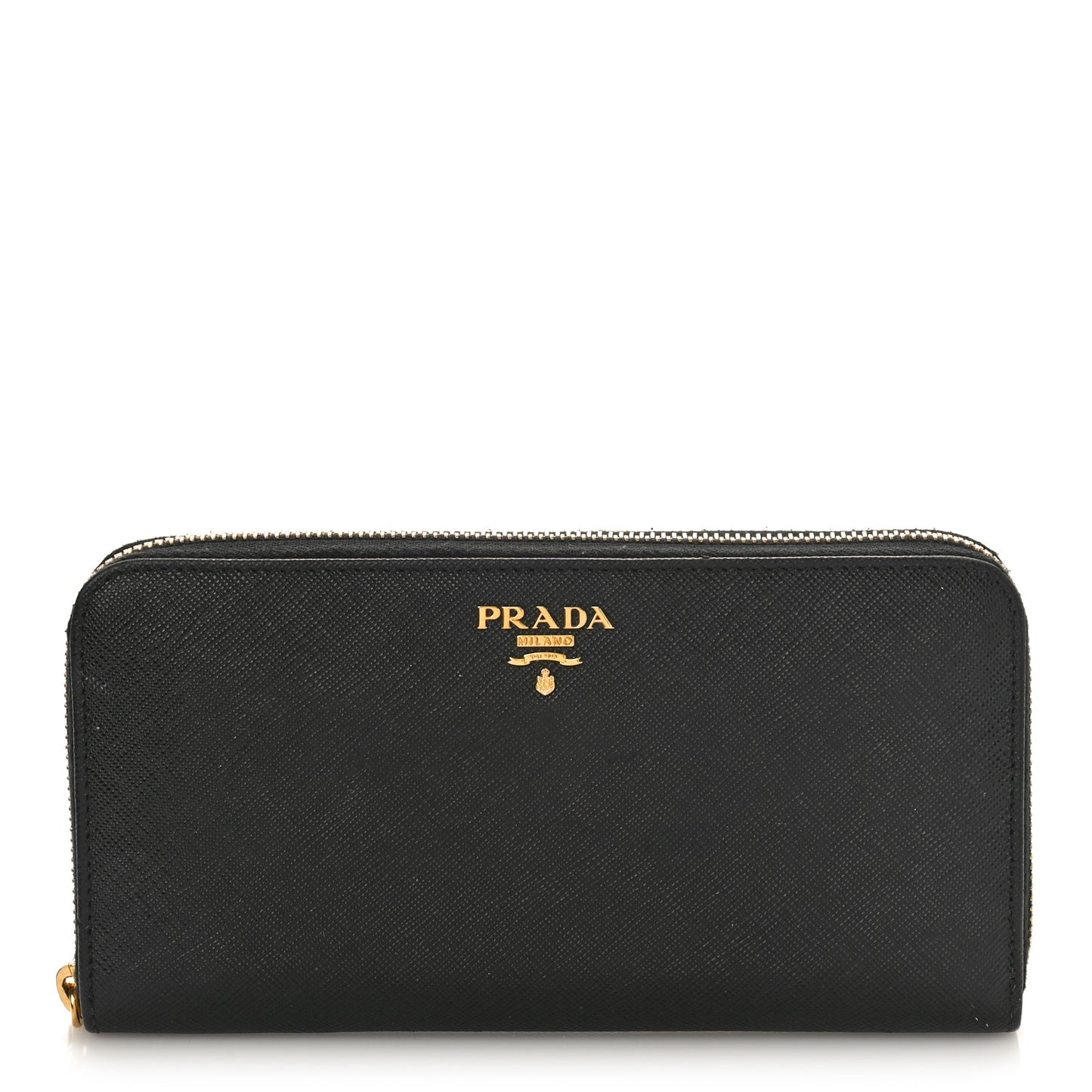 Saffiano Metal Zip Around Wallet Black