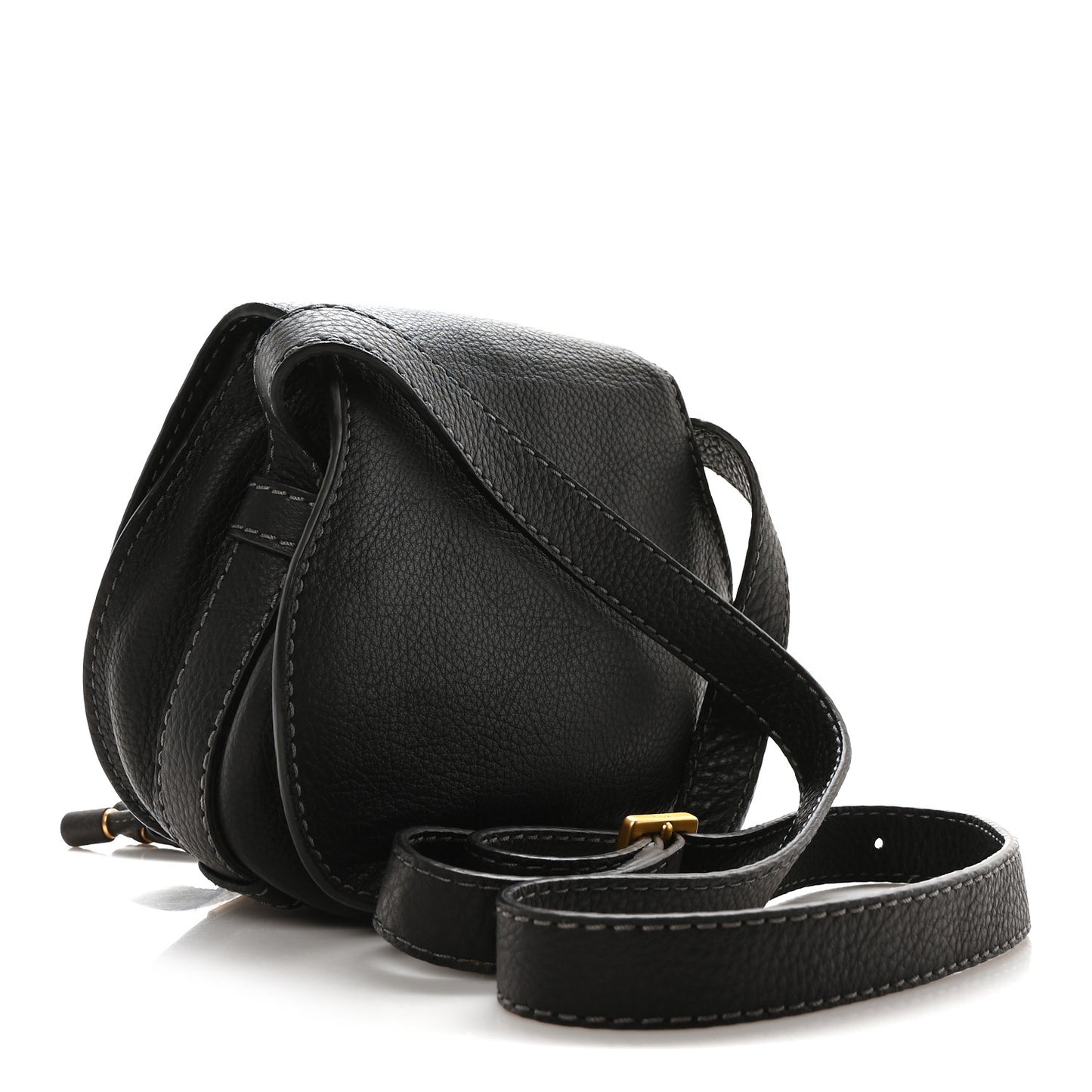 Calfskin Mini Marcie Round Crossbody Bag Black