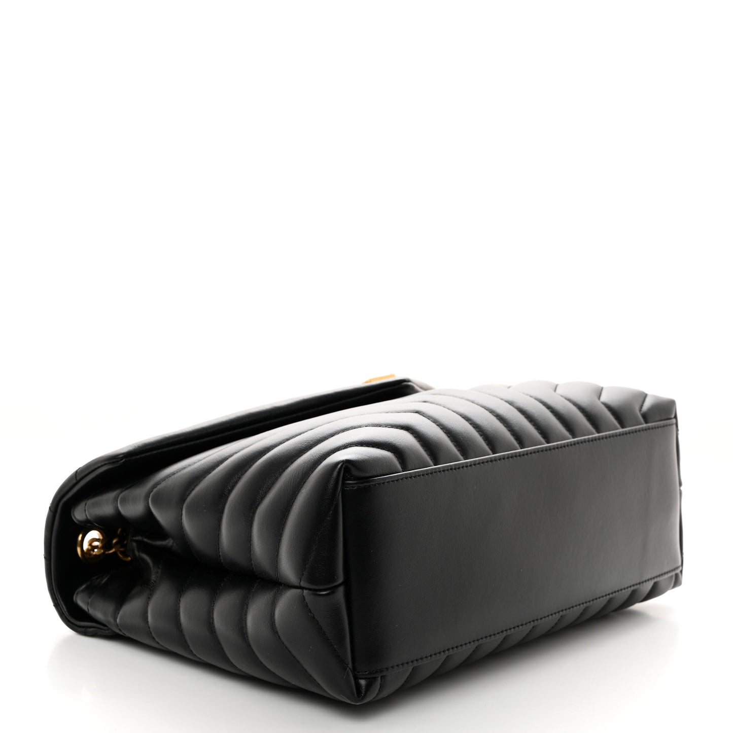 Calfskin Y Quilted Monogram Medium Loulou Chain Satchel Black