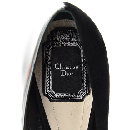 Christian Dior Mirror Finish Calfskin Suede Pumps 38 Black Silver 8 of 17