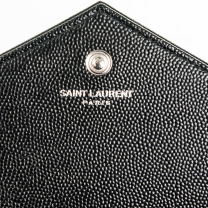 Saint Laurent Grain De Poudre Matelasse Chevron Monogram Chain Wallet Black 8 of 8