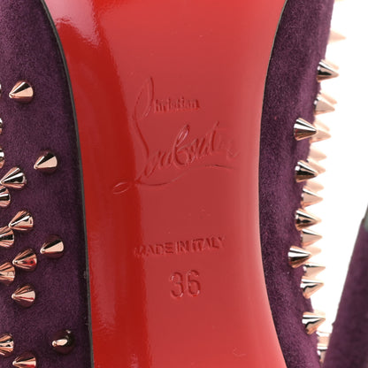 Christian Louboutin Veau Velours Studded Escarpic 100 Pumps 36 Purple 7 of 8