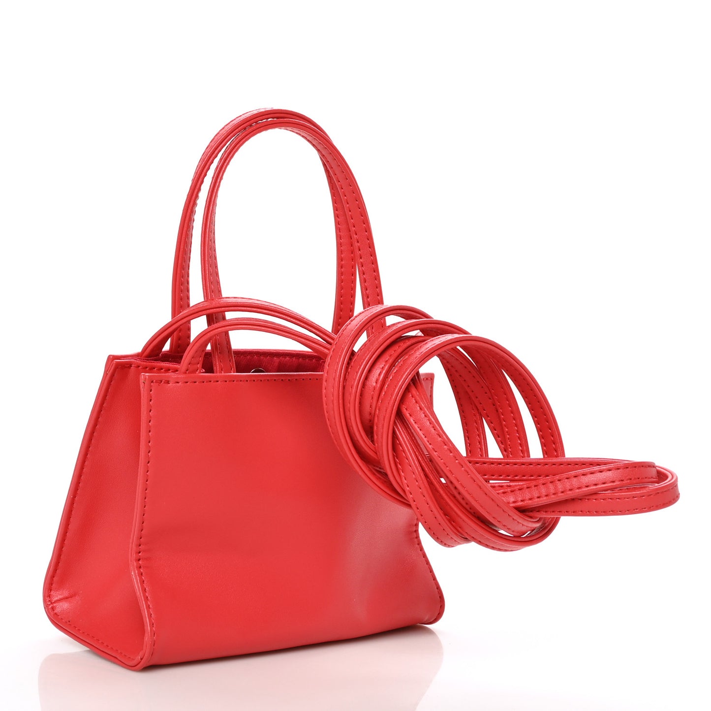 Vegan Leather Small Shopping Bag Red