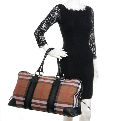 Burberry Textured Leather House Check Holdall Black 2 of 11
