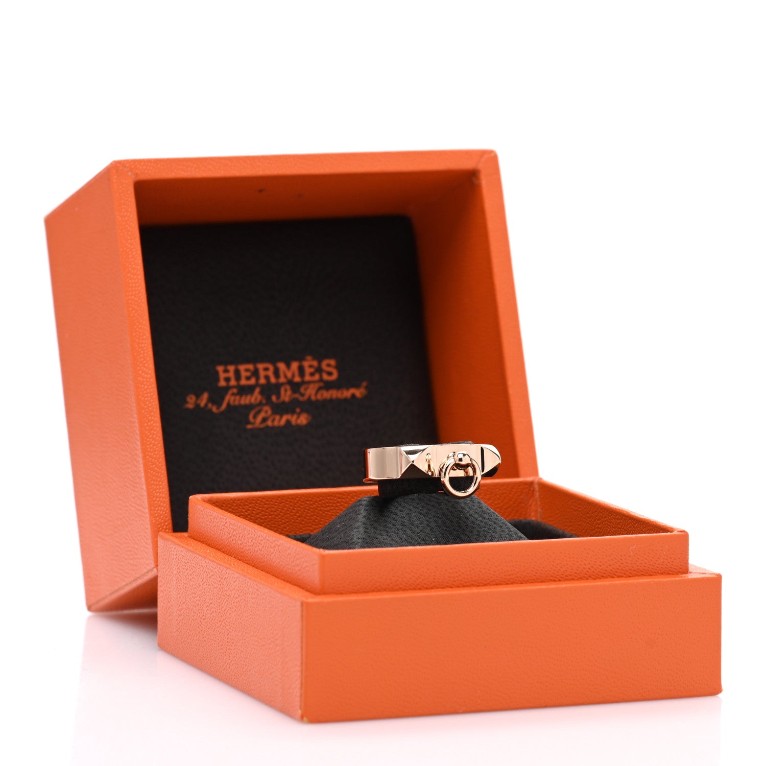 Hermes 18K Rose Gold PM Collier De Chien Ring 53 6.5 5 of 5
