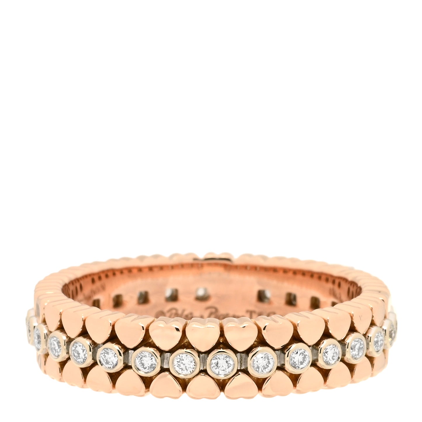 18K Rose Gold Diamond Crown of Hearts Band Ring 49 5