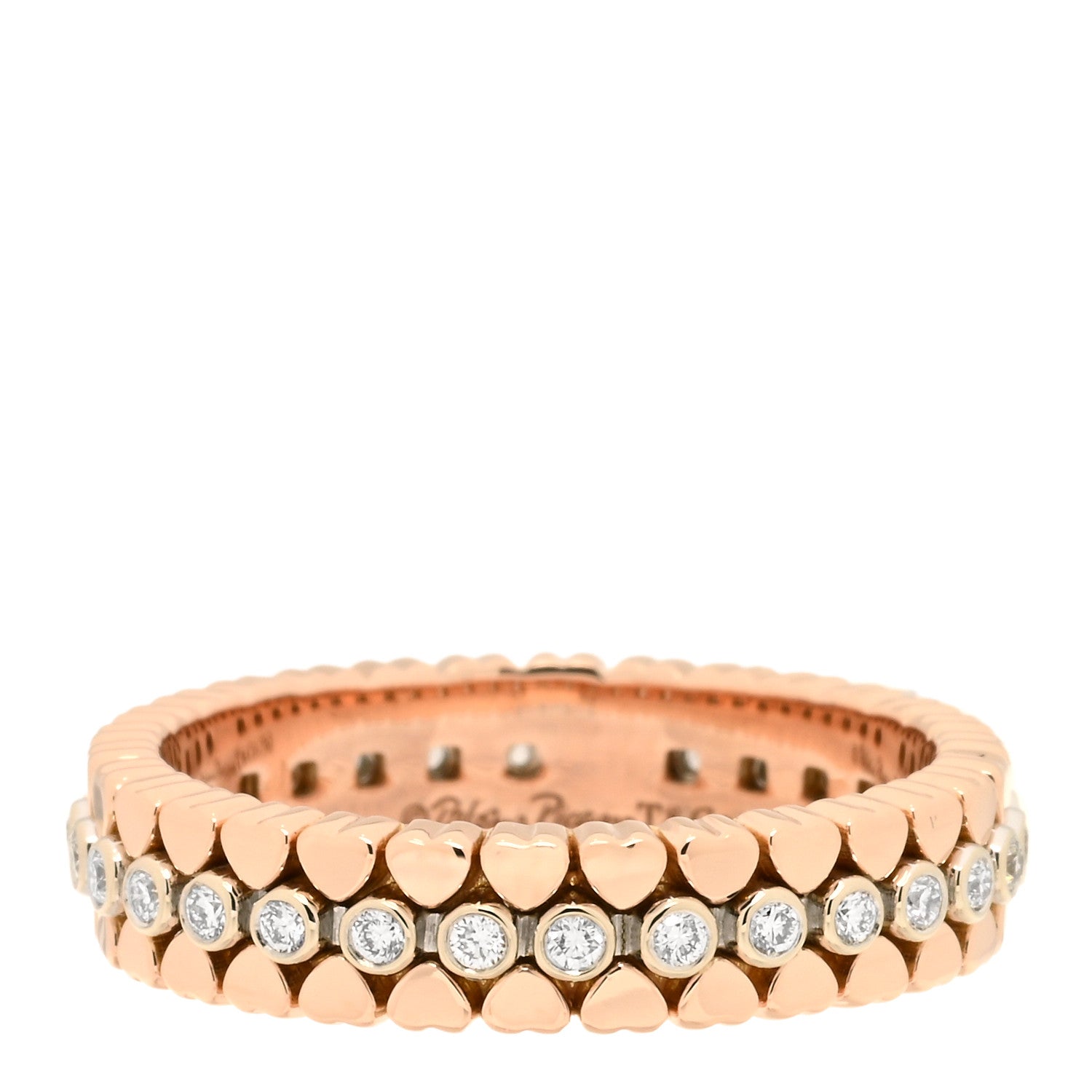 Tiffany 18K Rose Gold Diamond Crown of Hearts Band Ring 49 5 1 of 4