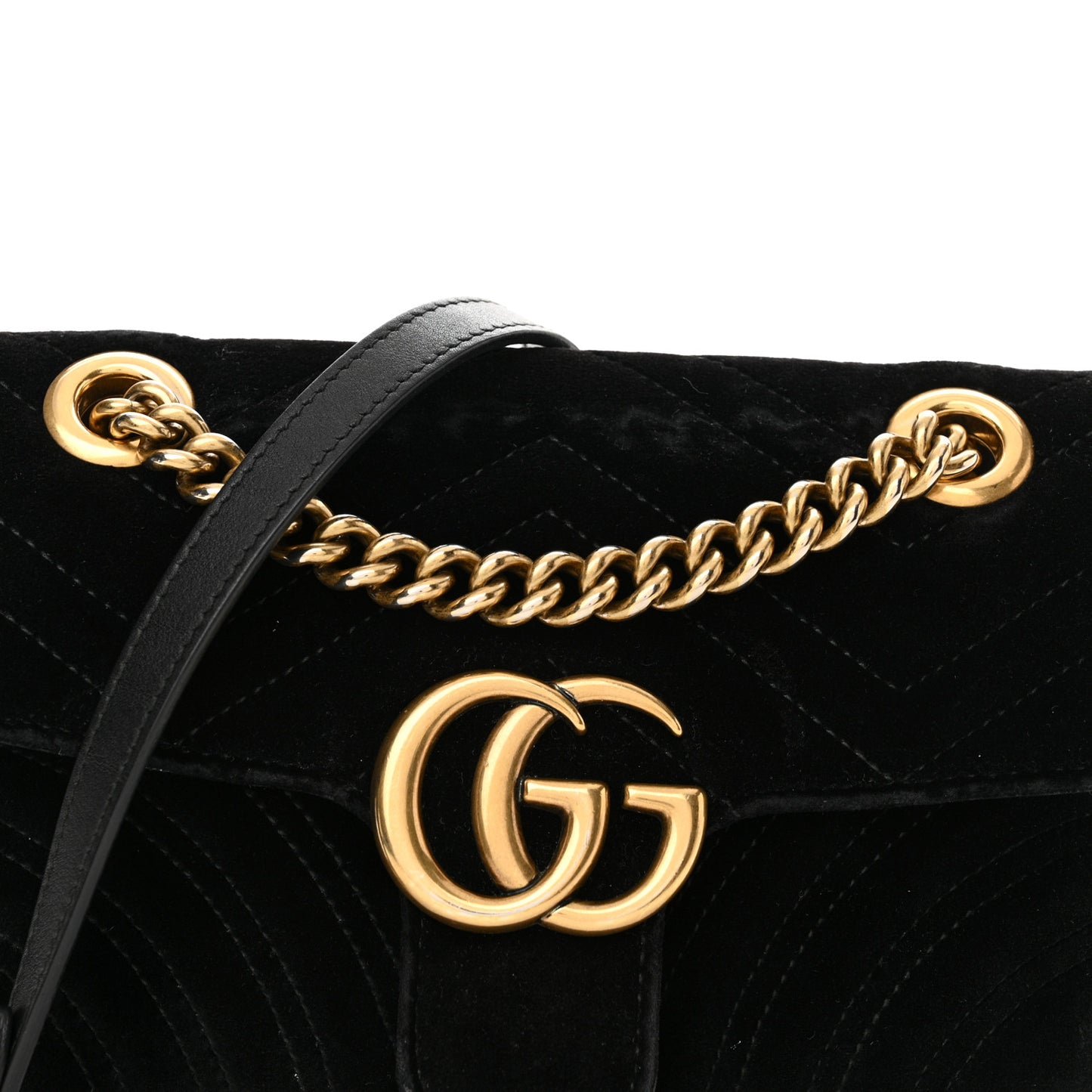 Velvet Matelasse Mini GG Marmont Shoulder Bag Black