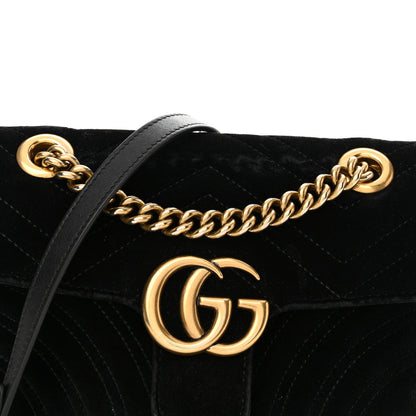 Gucci Velvet Matelasse Mini GG Marmont Shoulder Bag Black 8 of 16