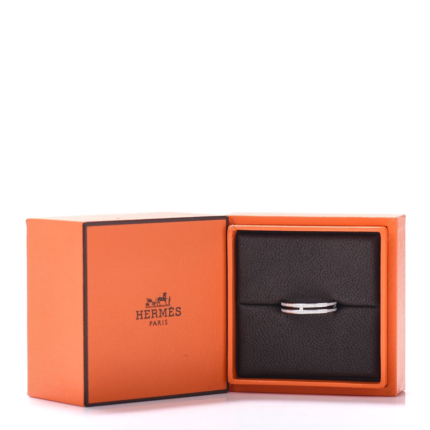 Hermes 18K White Gold Diamond Ariane Wedding Band Ring 56 7.5 5 of 5