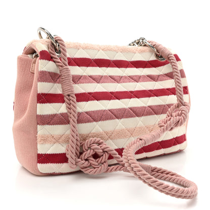 Chanel Jersey Felt Quilted Jumbo Flap Red White Pink 3 of 12