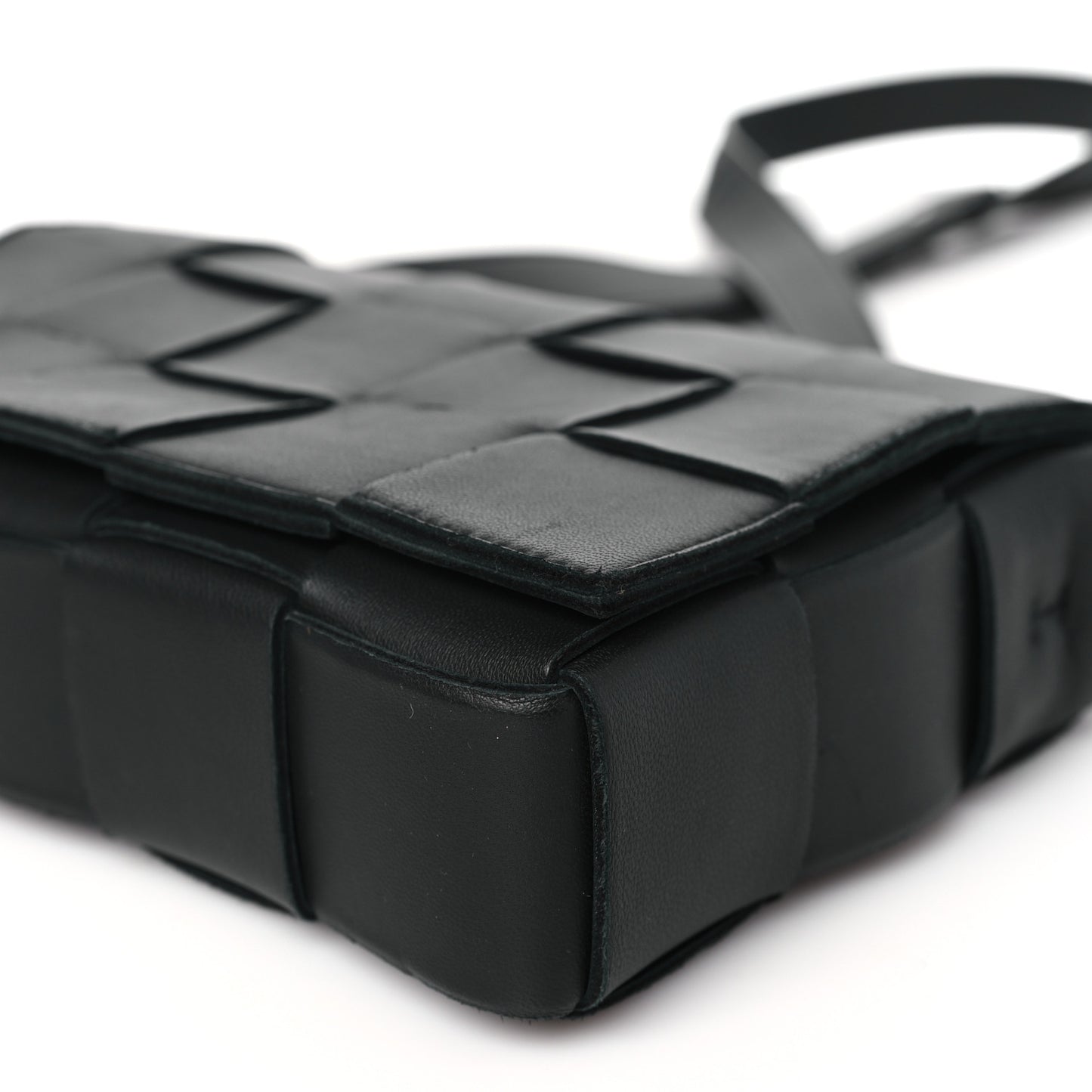 BOTTEGA VENETA Lambskin Maxi Intrecciato Cassette Crossbody Bag Black