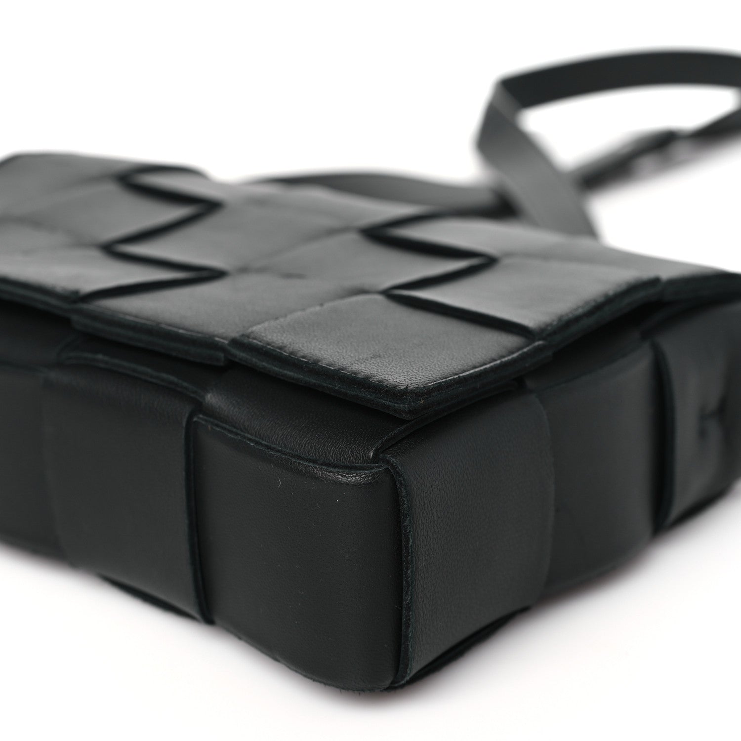 Bottega Veneta BOTTEGA VENETA Lambskin Maxi Intrecciato Cassette Crossbody Bag Black 8 of 8
