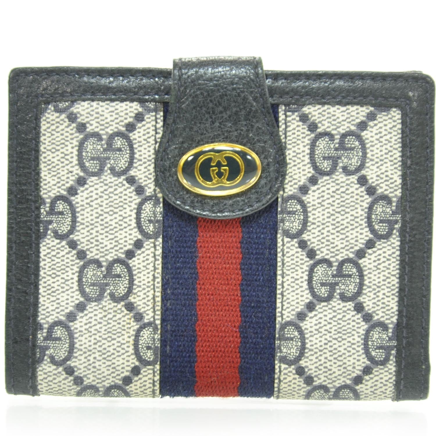 Gucci Monogram Web French Wallet Navy 1 of 7