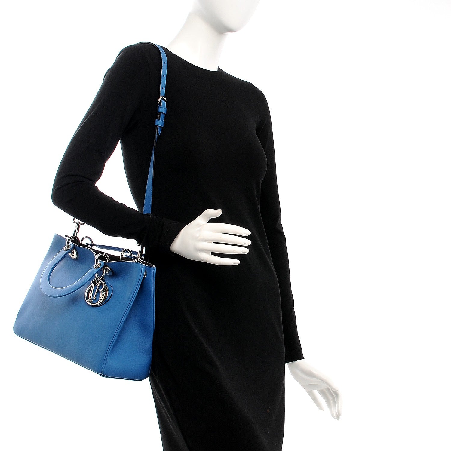 Christian Dior Calfskin Medium Diorissimo Bag Blue 3 of 9