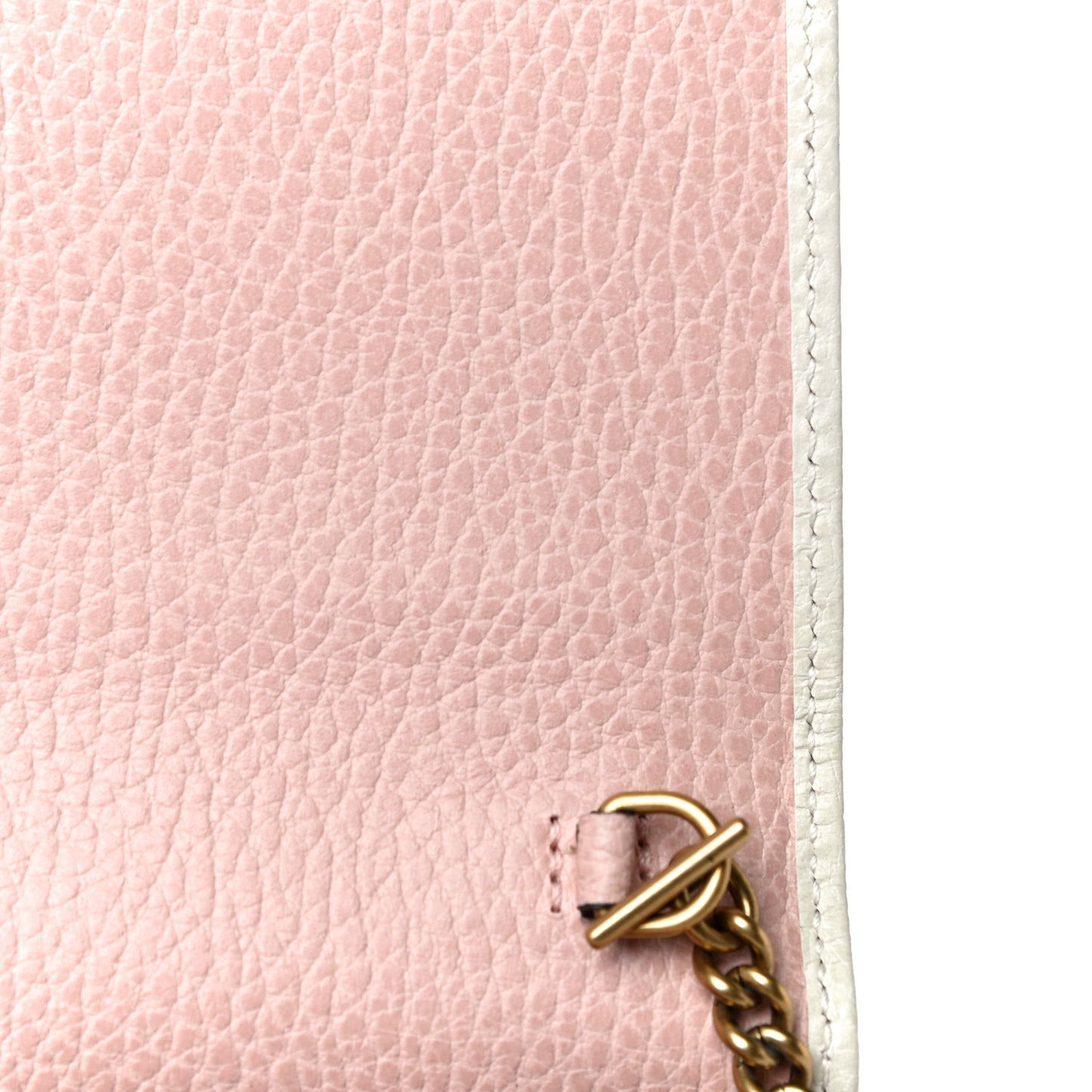 Calfskin GG Marmont Bow Chain Wallet White