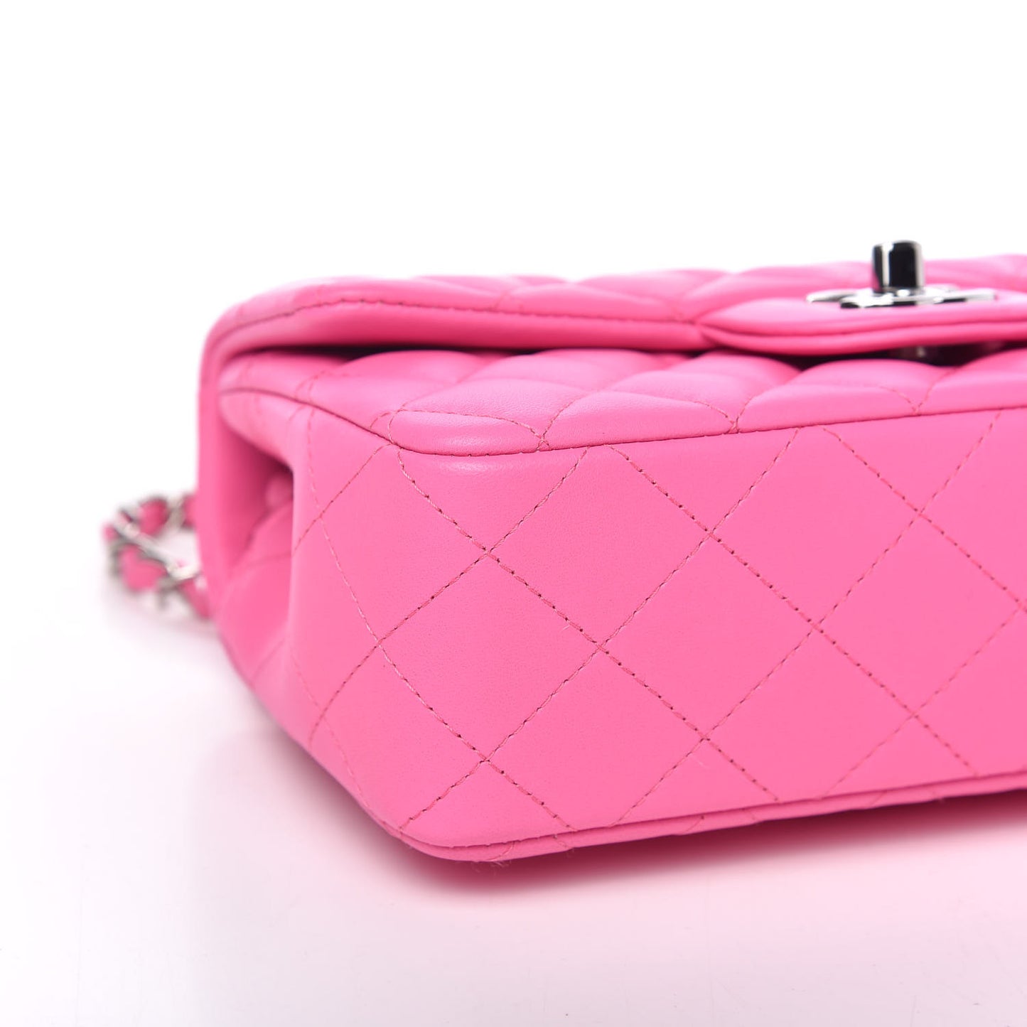 Lambskin Quilted Mini Rectangular Flap Neon Pink