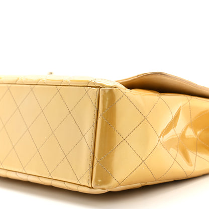 Chanel Metallic Patent Quilted Maxi Single Flap Beige 10 of 13