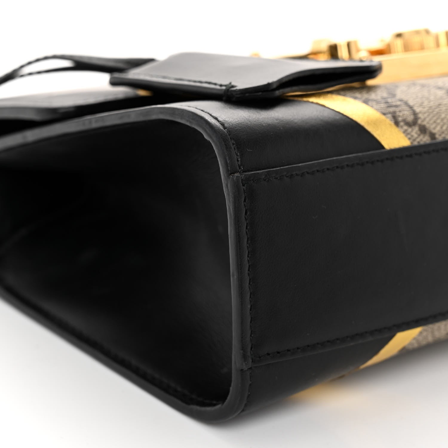 Gucci Calfskin GG Supreme Monogram Small Padlock Shoulder Bag Black Gold 9 of 11