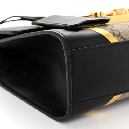 Gucci Calfskin GG Supreme Monogram Small Padlock Shoulder Bag Black Gold 9 of 11