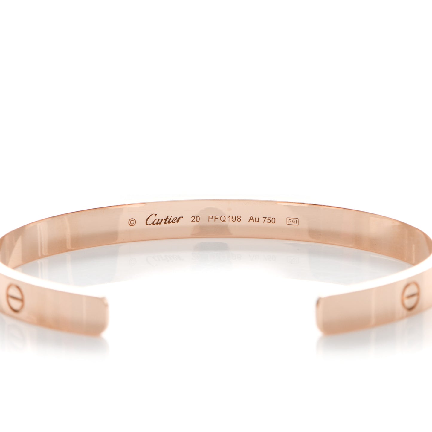 18K Pink Gold LOVE Cuff Bracelet 20