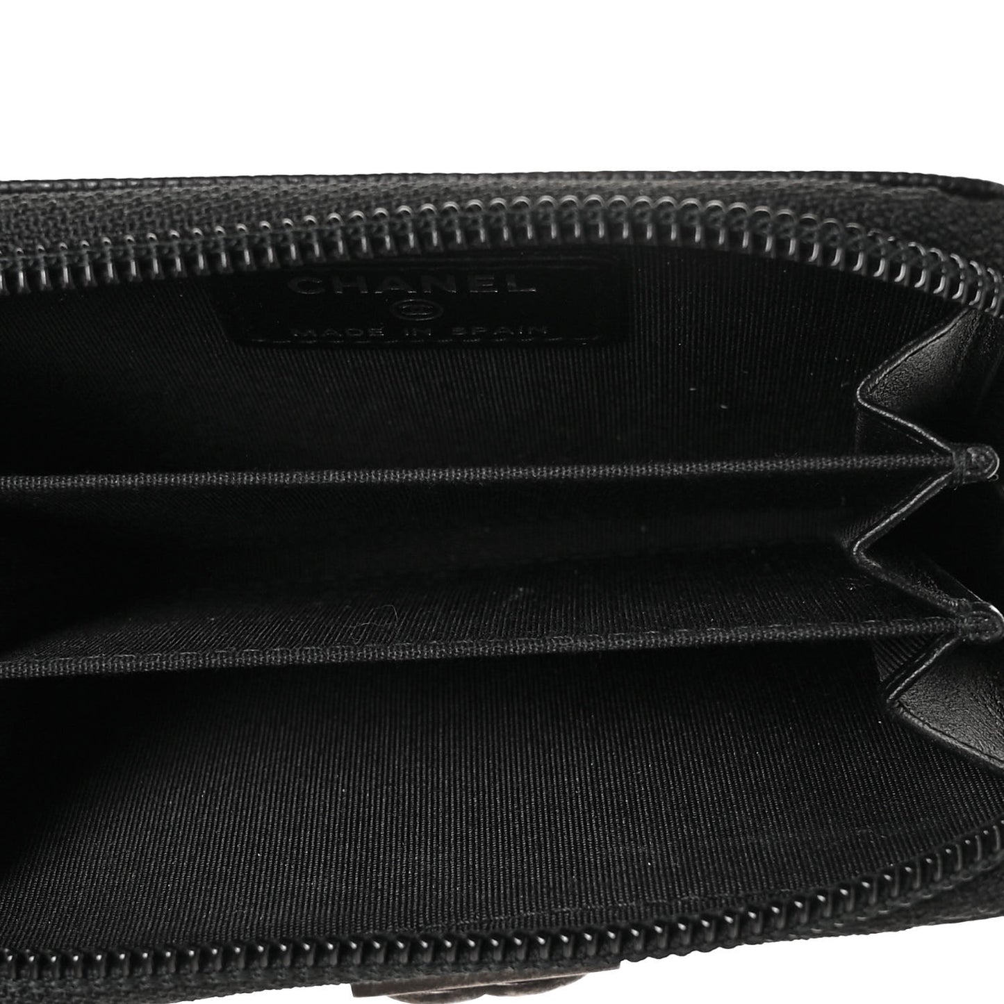 Caviar Quilted Boy Zip Around Coin Purse Wallet Black