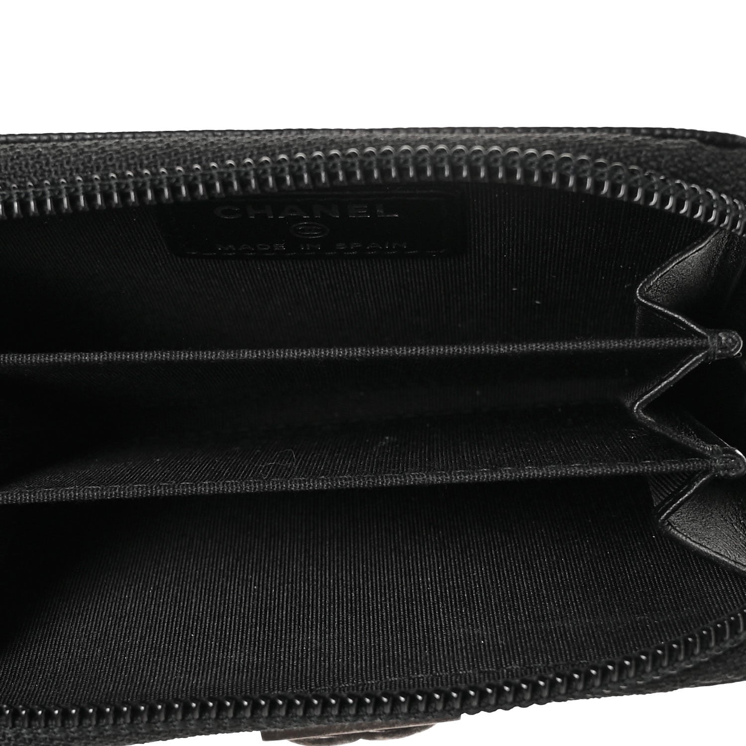 Chanel Caviar Quilted Boy Zip Around Coin Purse Wallet Black 9 of 20