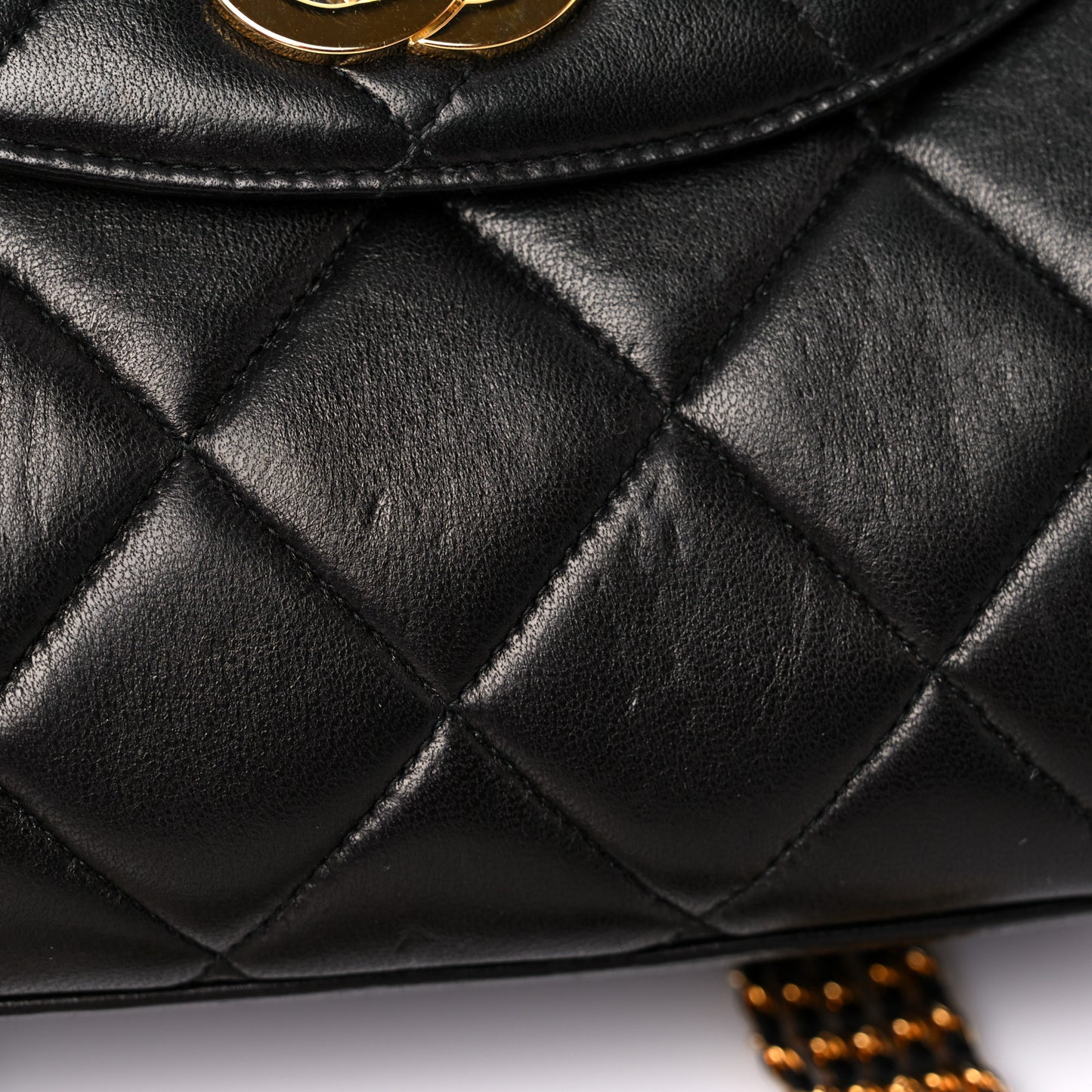 Lambskin Quilted 5 Chain Small Flap Black