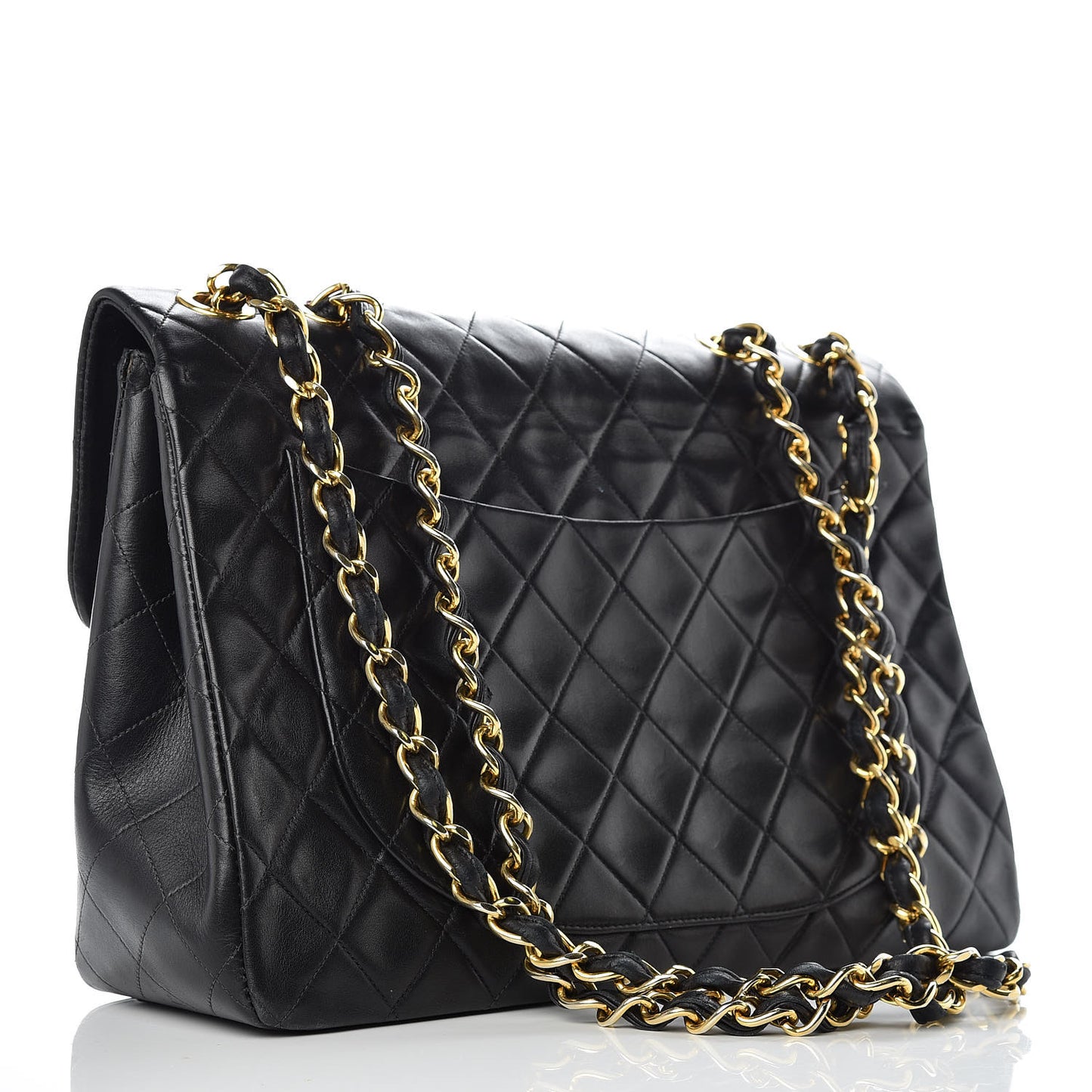 Lambskin Quilted XL Jumbo Single Flap Black