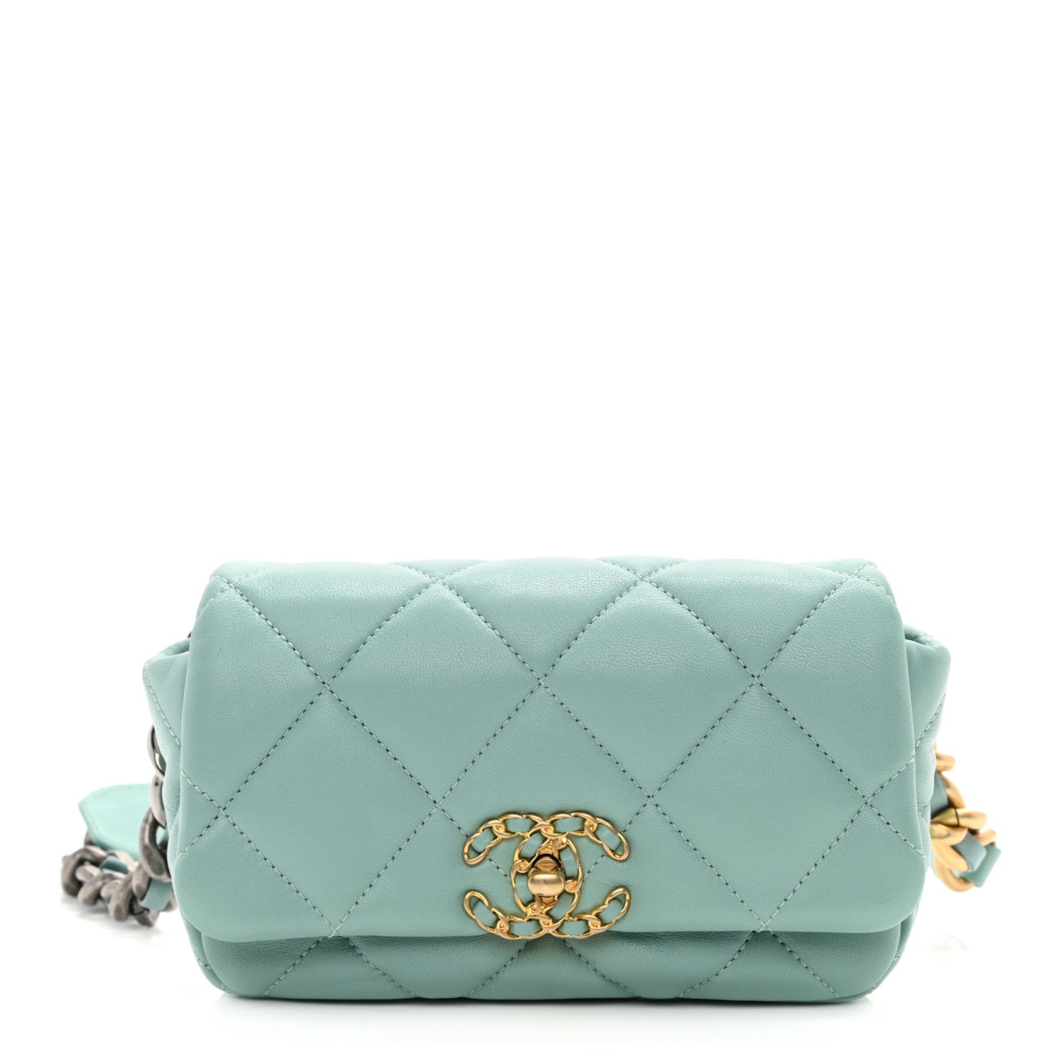 Chanel Lambskin Quilted Chanel 19 Waist Bag Light Blue 1 of 8