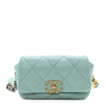 Chanel Lambskin Quilted Chanel 19 Waist Bag Light Blue 1 of 8