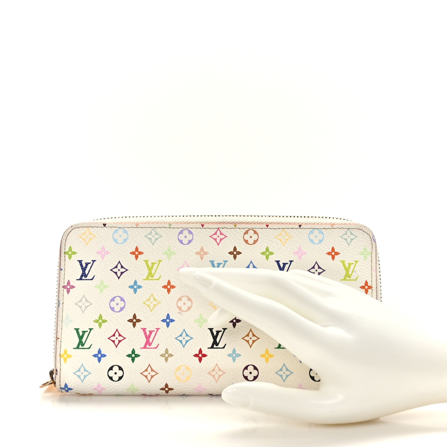 Louis Vuitton Monogram Multicolor Zippy Wallet White Litchi 2 of 6