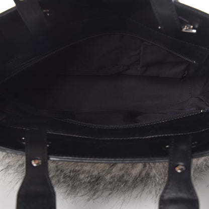 Chanel Calfskin Fantasy Fur Shopper Tote Black 5 of 13