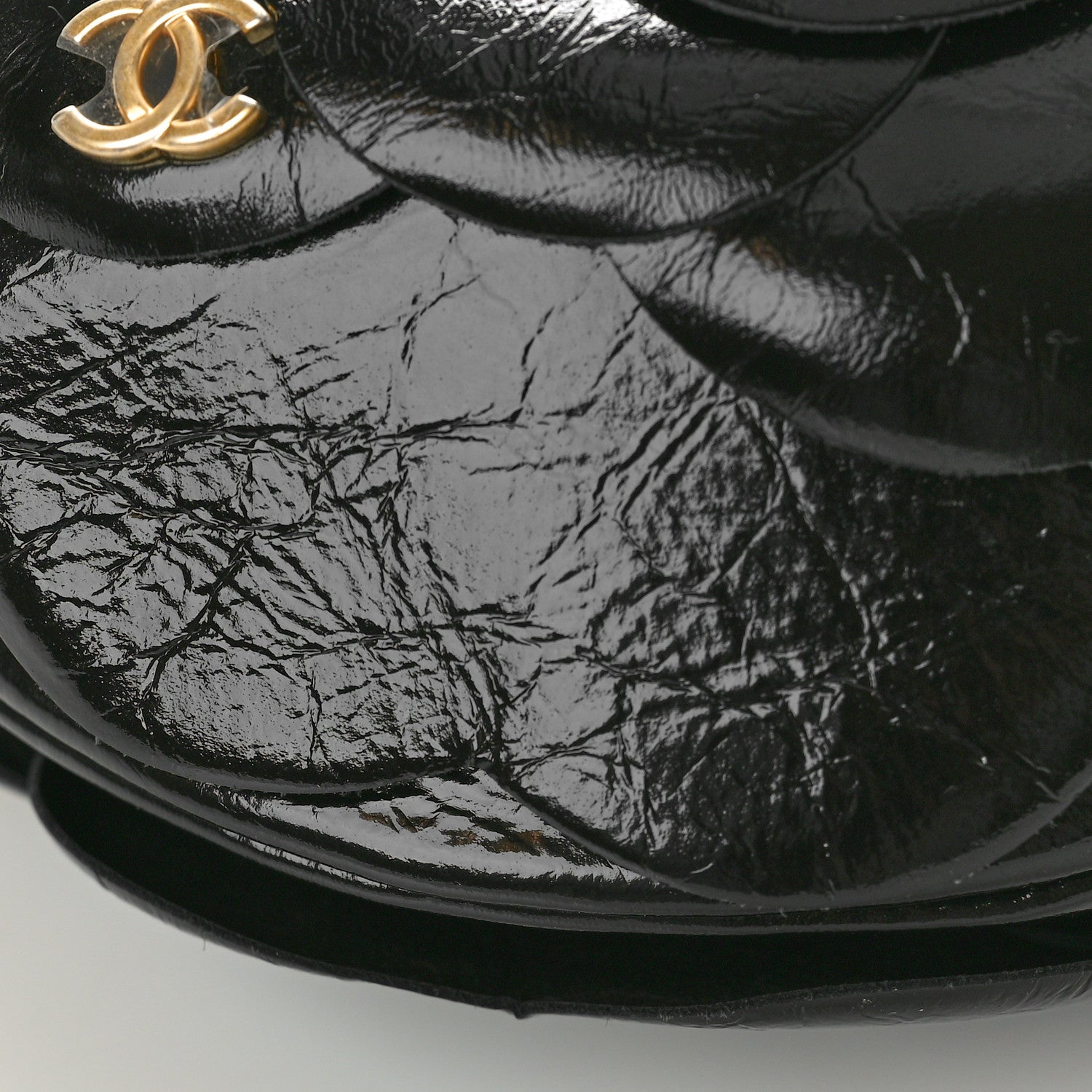 Chanel Patent Lambskin Camellia Bouquet Clutch With Chain Black 10 of 11
